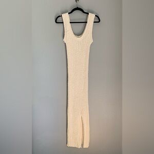 Vici Sleeveless Side Slit Ribbed Cotton Bodycon Dress